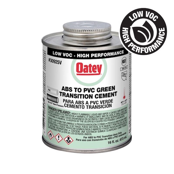 Oatey Green Transition Cement For ABS/PVC 16 oz 30925V - main